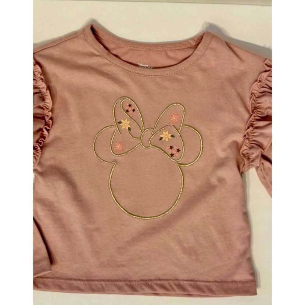 Disney Junior Minnie Mouse Toddler Girls Long Sleeve Shirt 2T Pink Ruffles NWT